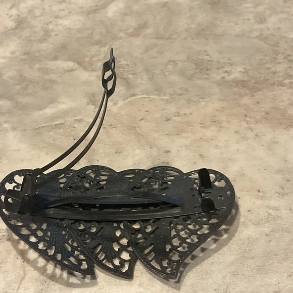 Filigree Hair Barrette Copper vintage 3” long Black - Picture 4 of 4